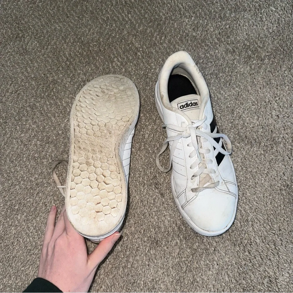 SOLD | Adidas - Grand Court Shoes - White and Black Sneakers - 9 - Picture 5 of 7